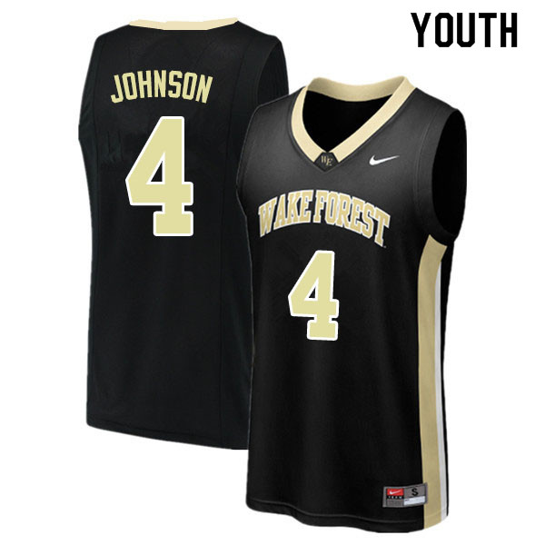 Youth #4 Torry Johnson Wake Forest Demon Deacons College Basketball Jerseys Sale-Black